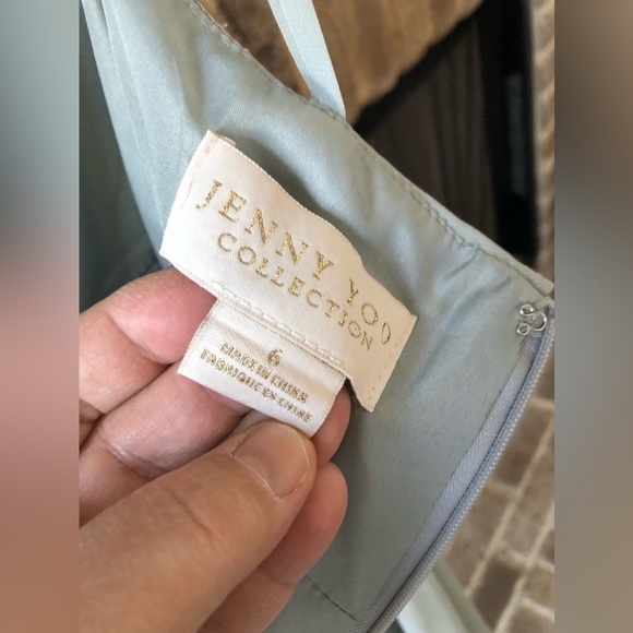 Jenny Yoo Morning Mist Flutter Dress Square Neck 6 Bridesmaid Wedding Knee Lengt - Picture 7 of 12